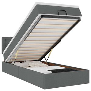 vidaXL Cadre de lit ottoman avec matelas gris fonc&eacute; 100x200 cm tissu
