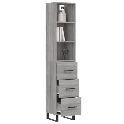 vidaXL Buffet haut Sonoma gris 34,5x34x180 cm Bois d'ingénierie