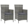 vidaXL Chaises de jardin avec coussins lot de 2 R&eacute;sine tress&eacute;e Gris