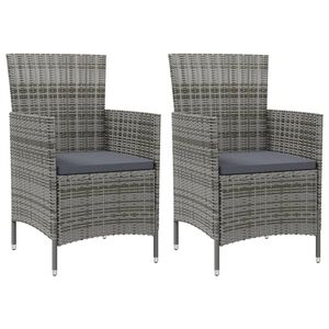 vidaXL Chaises de jardin avec coussins lot de 2 R&eacute;sine tress&eacute;e Gris