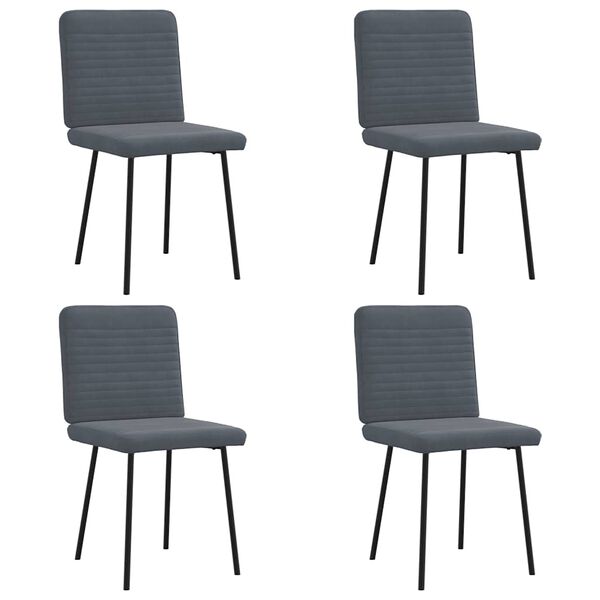 vidaXL Chaises &agrave; manger lot de 4 Gris fonc&eacute; Velours