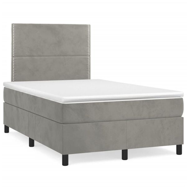 vidaXL Sommier &agrave; lattes de lit et matelas Gris clair 120x200cm Velours