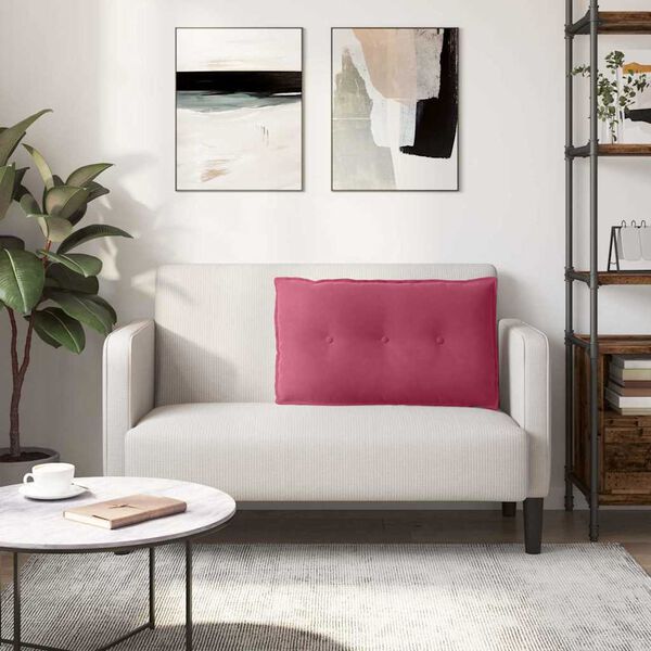 vidaXL Coussin de Dos Bordeaux 80 x 50 cm Tissu en velours c&ocirc;tel&eacute;