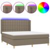 vidaXL Sommier &agrave; lattes de lit matelas et LED Taupe 160x200 cm Tissu