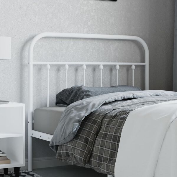vidaXL T&ecirc;te de lit m&eacute;tal blanc 100 cm