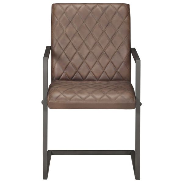 vidaXL Chaises &agrave; manger cantilever lot de 4 marron cuir v&eacute;ritable