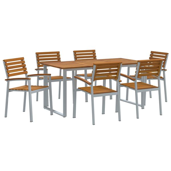 vidaXL Ensemble de salle &agrave; manger pour jardin 7 pcs Gris