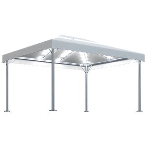 vidaXL Tonnelle avec guirlande lumineuse &agrave; LED 4x3 m Cr&egrave;me Aluminium