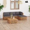 vidaXL Salon de jardin 5 pcs avec coussin gris fonc&eacute; bois de teck