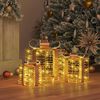 vidaXL Bo&icirc;te Cadeau avec 60 LED 3 pcs Blanc chaud 20 x 20 x 20 cm PET