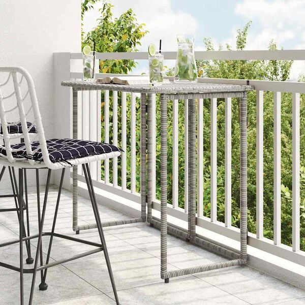 VidaXL Table de jardin pliante gris 90 x 51 x 75 cm polyrotin