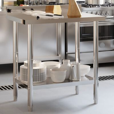 vidaXL Table de travail de cuisine avec dosseret 82,5x55x93 cm inox