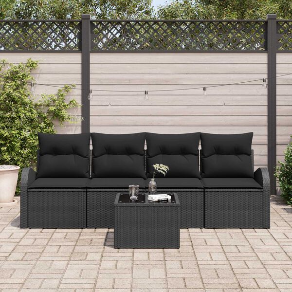 vidaXL Ensemble de canapé de jardin Noir 55 x 55 x 37 cm polyrotin
