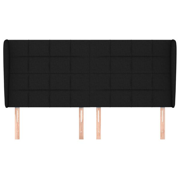 vidaXL T&ecirc;te de lit avec oreilles Noir 163x23x118/128 cm Tissu