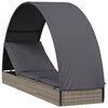 vidaXL Chaise longue avec toit rond gris 211x57x140 cm r&eacute;sine tress&eacute;e
