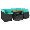 vidaXL Salon de jardin 7 pcs avec coussins noir r&eacute;sine tress&eacute;e