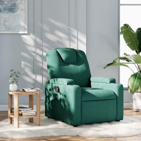 vidaXL Fauteuil inclinable Vert foncé Tissu