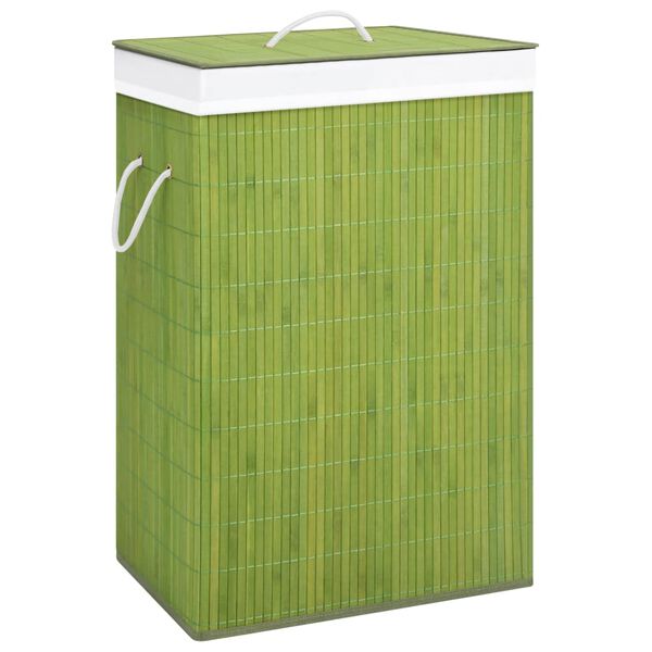 vidaXL Panier &agrave; linge avec une seule section bambou vert