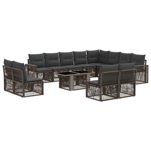 vidaXL Ensemble de canap&eacute; de jardin 13 pc Gris et Gris fonc&eacute; polyrotin