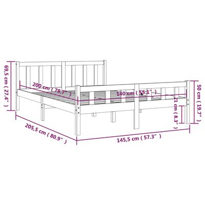 vidaXL Cadre de lit sans matelas bois massif 140x200 cm