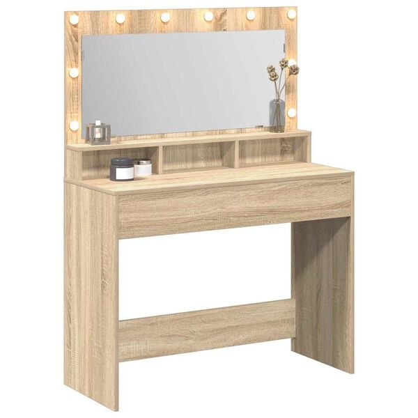 vidaXL Table de Toilette avec &eacute;tag&egrave;re Ch&ecirc;ne Sonoma 100 x 41 x 135 cm