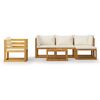 vidaXL Salon de jardin 6 pcs avec coussin Cr&egrave;me Bois d'acacia solide