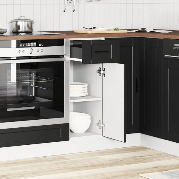 vidaXL Armoire de cuisine Porto noir bois d'ing&eacute;nierie