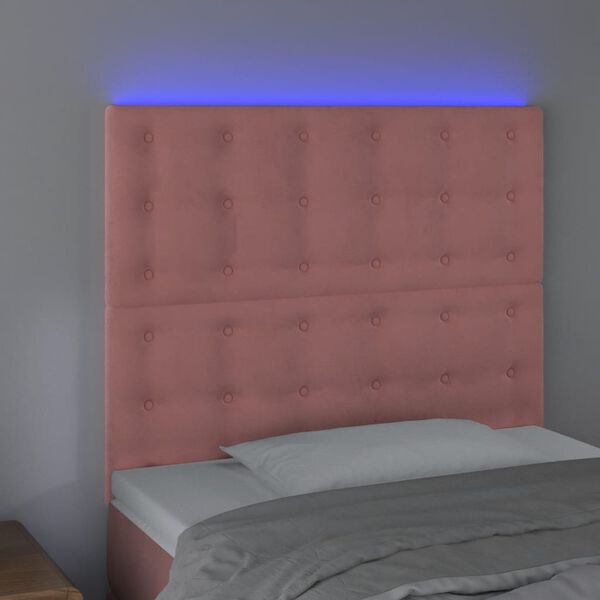 vidaXL T&ecirc;te de lit &agrave; LED Rose 90x5x118/128 cm Velours