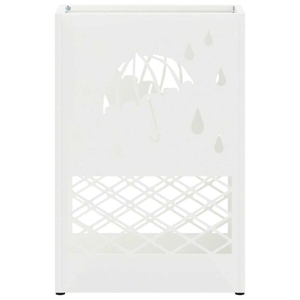 vidaXL Porte-parapluie avec stockage Blanc 28 x 12 x 41 cm Acier