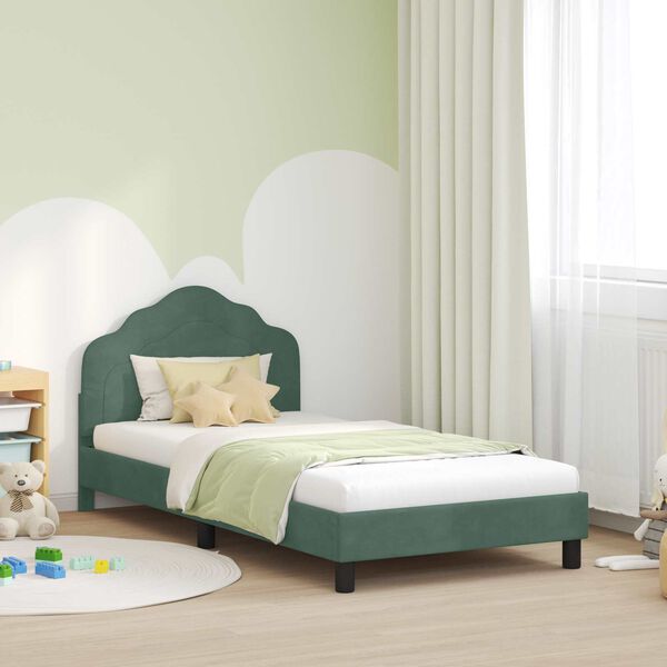 vidaXL Cadre de lit pour enfants avec t&ecirc;te de lit Vert Mer 90 x 190 cm