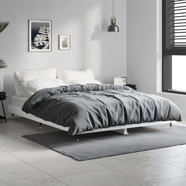 vidaXL Cadre de lit sans matelas blanc brillant 140x190 cm