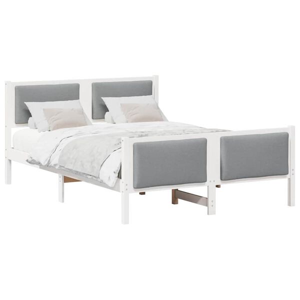 vidaXL Cadre de lit avec t&ecirc;te de lit Gris clair 140 x 190 cm tissu