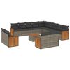 vidaXL Salon de jardin avec coussins 14 pcs gris r&eacute;sine tress&eacute;e