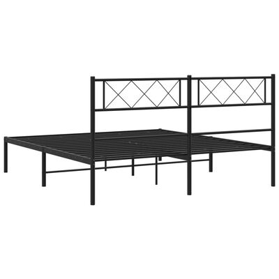 vidaXL Cadre de lit métal sans matelas avec tête de lit noir 120x200cm