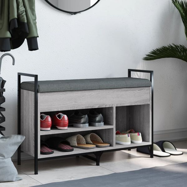 vidaXL Banc &agrave; chaussures sonoma gris 85,5x32x57,5 cm bois d'ing&eacute;nierie