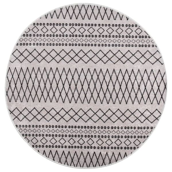 vidaXL Tapis lavable antid&eacute;rapant &phi;120 cm noir et blanc