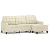 vidaXL Canap&eacute; &agrave; 3 places avec repose-pieds Cr&egrave;me 180 cm Similicuir