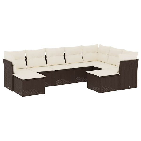 vidaXL Salon de jardin avec coussins 9 pcs marron r&eacute;sine tress&eacute;e