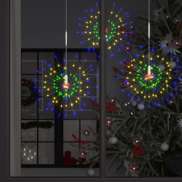 vidaXL Feux d'artifice No&euml;l d'ext&eacute;rieur 2 pcs Multicolore 20cm 280 LED