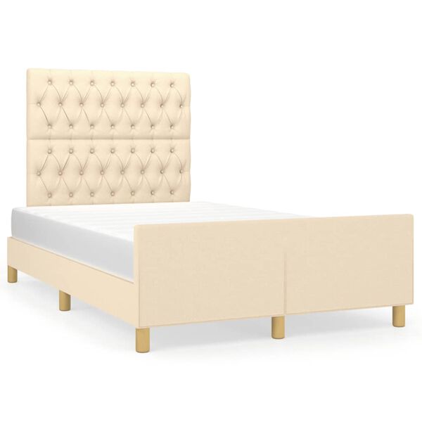 vidaXL Cadre de lit sans matelas cr&egrave;me 120x190 cm tissu