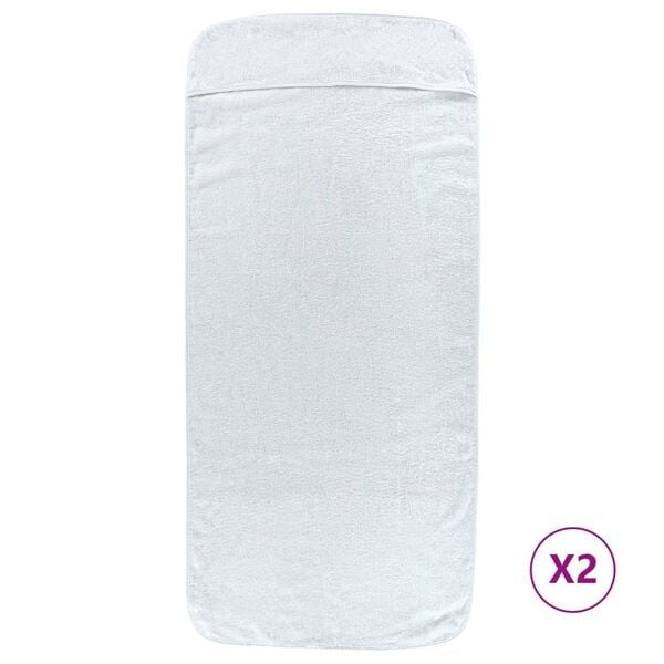 vidaXL Serviettes de plage 2 pcs blanc 75x200 cm tissu 400 GSM