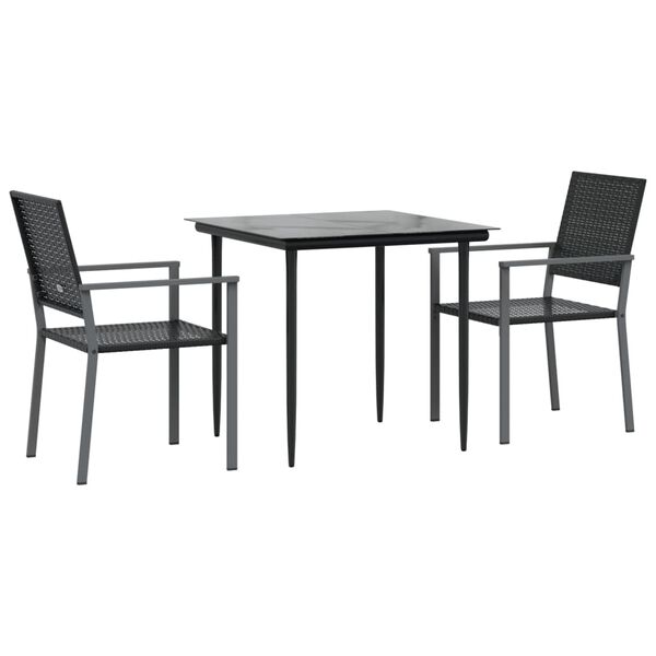 vidaXL Ensemble &agrave; manger de jardin 3 pcs r&eacute;sine tress&eacute;e acier