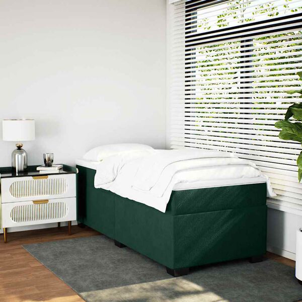 vidaXL Sommier &agrave; lattes de lit avec matelas Vert fonc&eacute; 90x200 cm