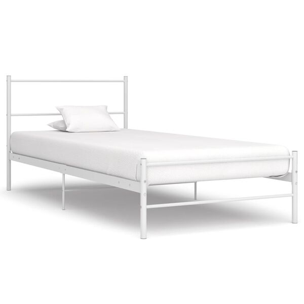 vidaXL Cadre de lit sans matelas blanc m&eacute;tal 90x200 cm