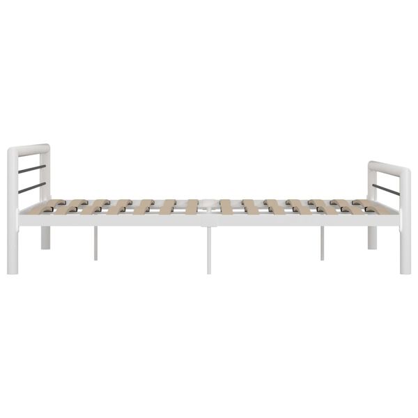 vidaXL Cadre de lit sans matelas blanc et noir m&eacute;tal 180x200 cm