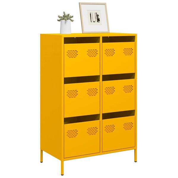 vidaXL Buffet haut jaune moutarde 68x39x101,5 cm acier