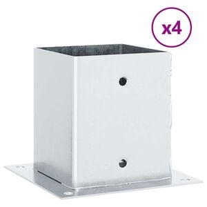 vidaXL Bases de poteau carr&eacute;es 4 pcs argent 101x101 mm acier galvanis&eacute;