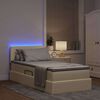 vidaXL Lit avec rangement et LED avec matelas Cr&egrave;me 90 x 190 cm tissu