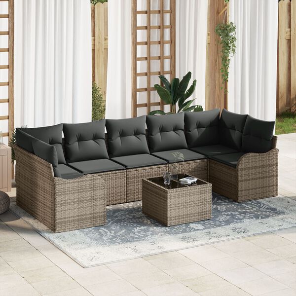 vidaXL Ensemble de canap&eacute; de jardin Gris 55 x 55 x 37 cm polyrotin