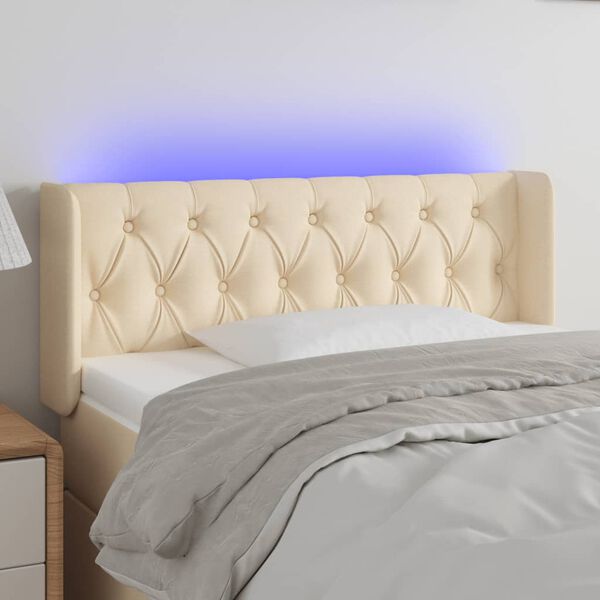 vidaXL T&ecirc;te de lit &agrave; LED Cr&egrave;me 93x16x78/88 cm Tissu